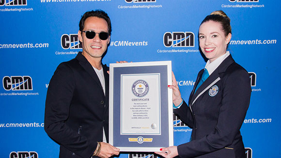 Marc Anthony certificate presentation