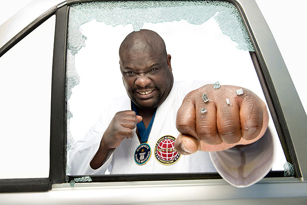 Most car door windows smashed using the hands in two minutes professional image