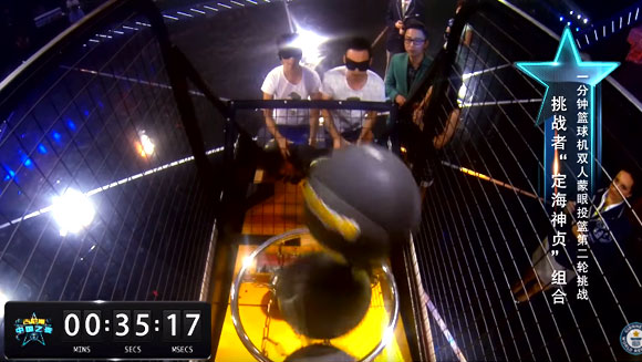 Most miniature basketball shots in one minute