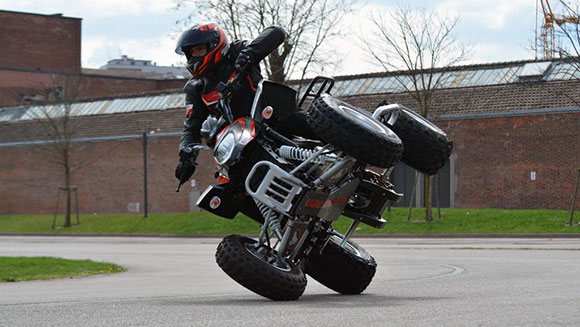 Longest individual ATV side-wheelie Yannick Dupont header