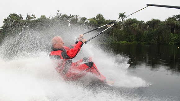Most barefoot water skiing tumble turns in one minute