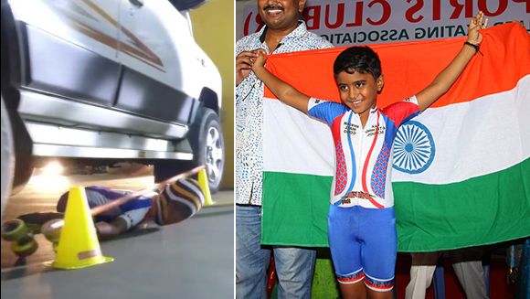 Farthest distance limbo skating under cars collage