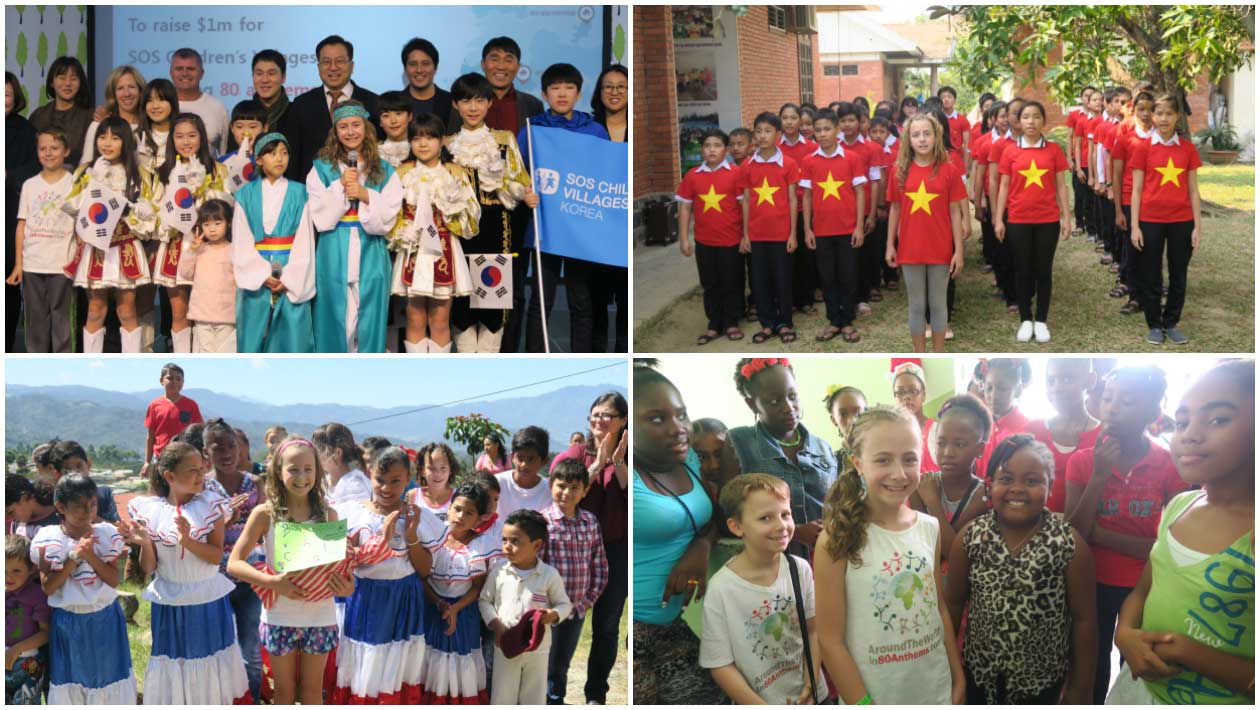 Most national anthems sung in their host countries in one year collage