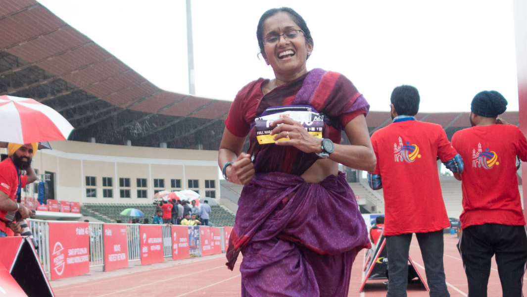 Fastest marathon dressed in a sari