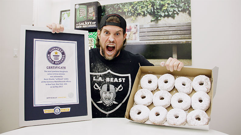 Most doughnuts eaten in three minutes header