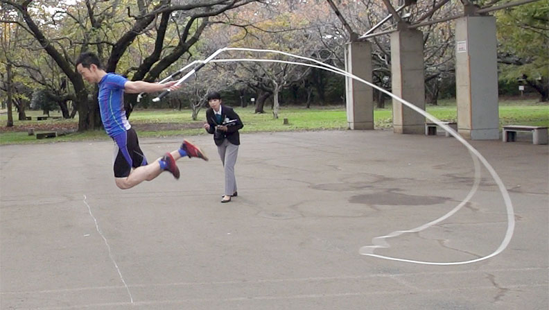 Most skips over a 10 m rope in 30 seconds header