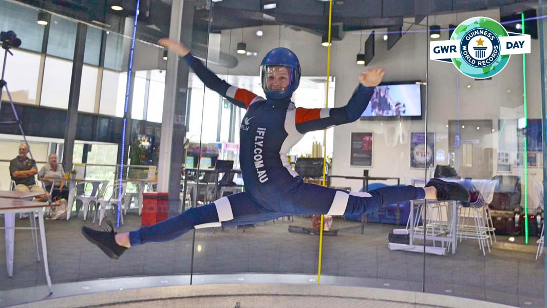 Most front split spins in a wind tunnel in one minute GWR Day