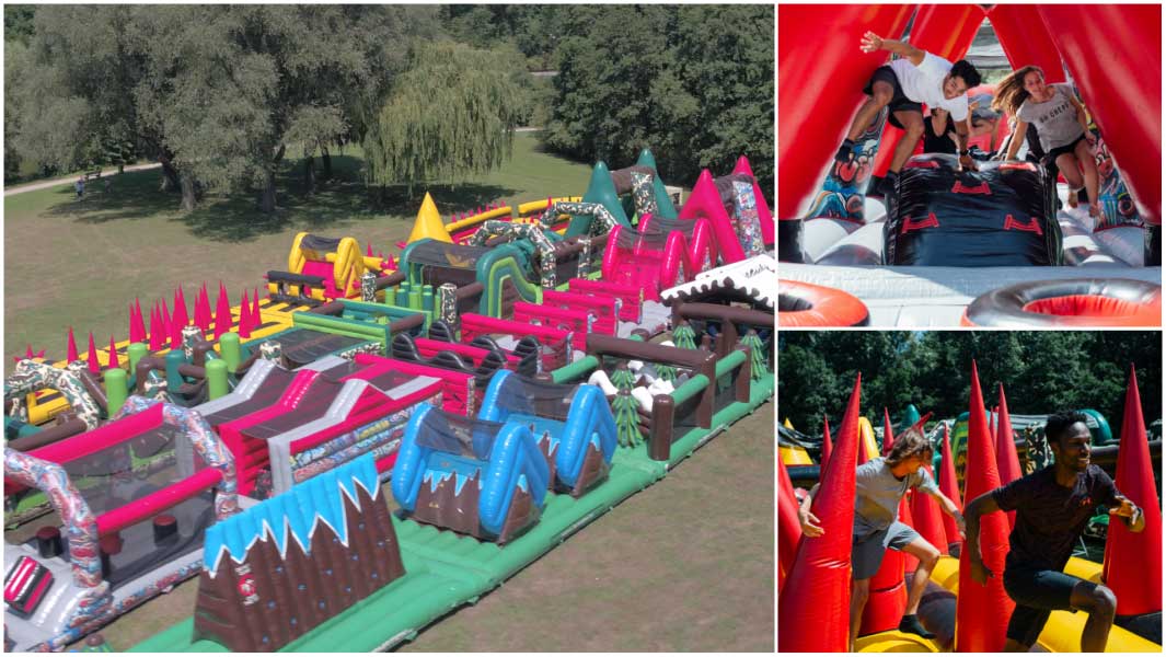 Largest inflatable obstacle course collage