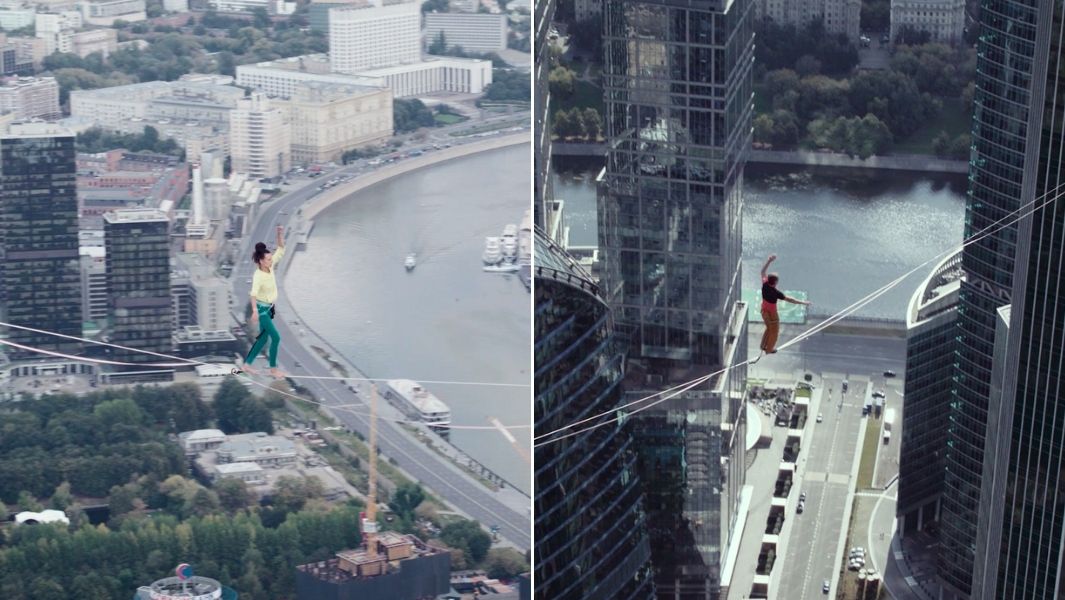 Highest slackline Moscow
