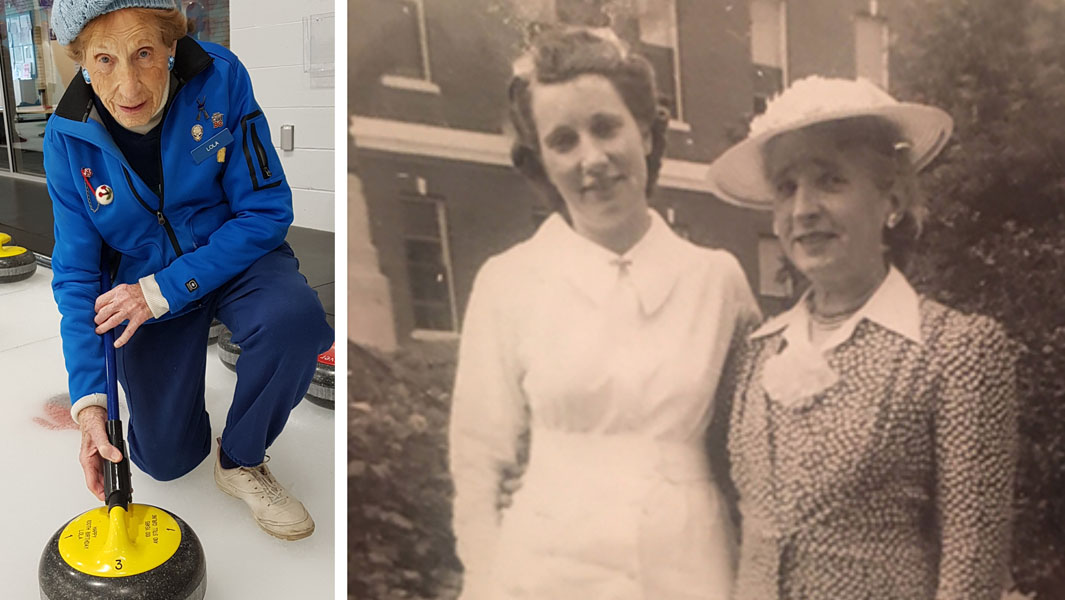 Oldest-curling-player-Lola-Holmes-with-curling-and-mom