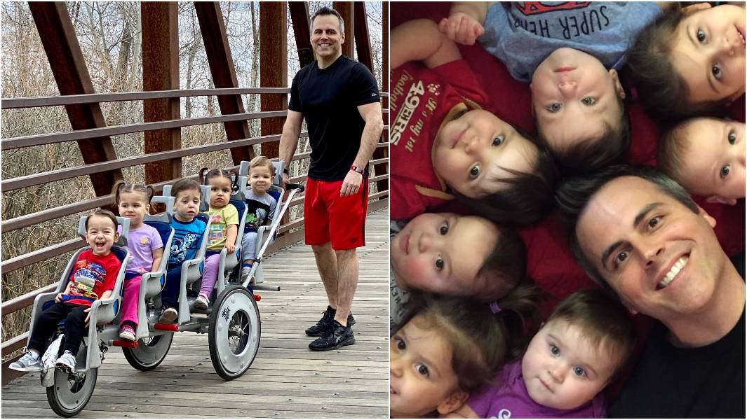 Superdad header collage marathon quintuplets
