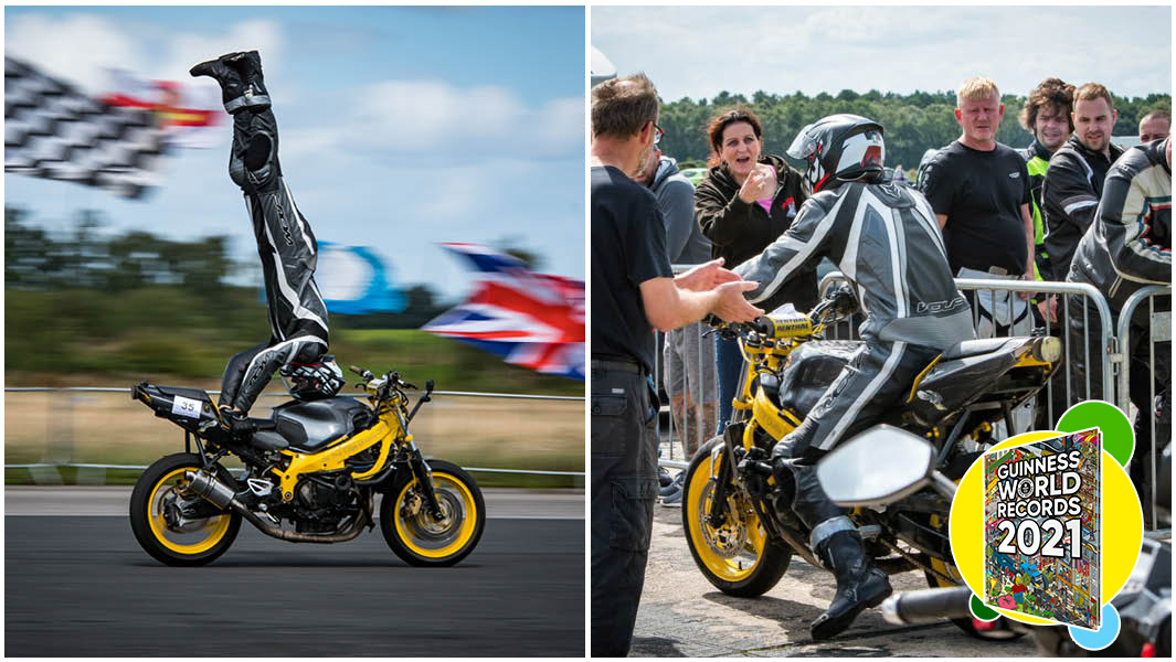 Marco George Fastest speed on a motorcycle while performing a headstand handstand