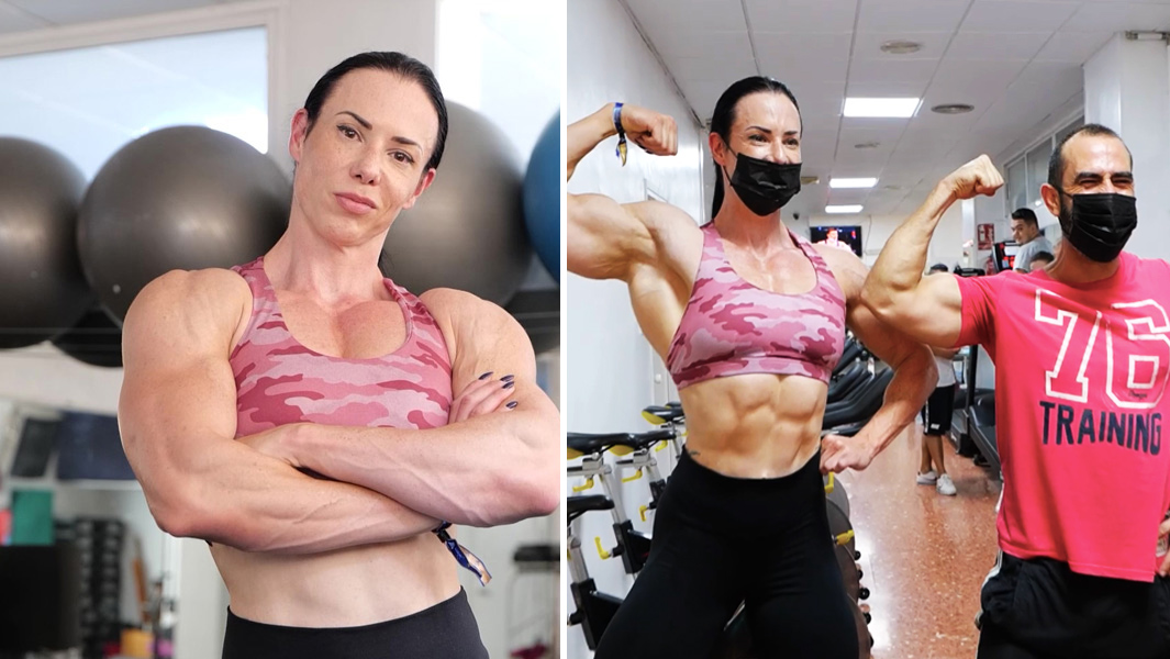 Maria Wattel posing with fan split header
