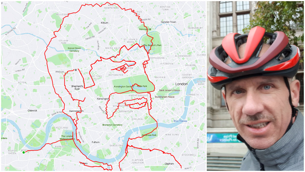 Split image of moustache man GPS drawing and anthony hoyte