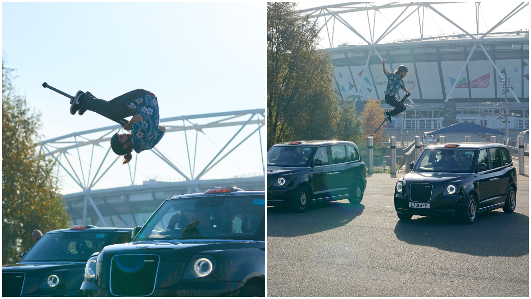 Tyler jumping over a car and doing a backflip header