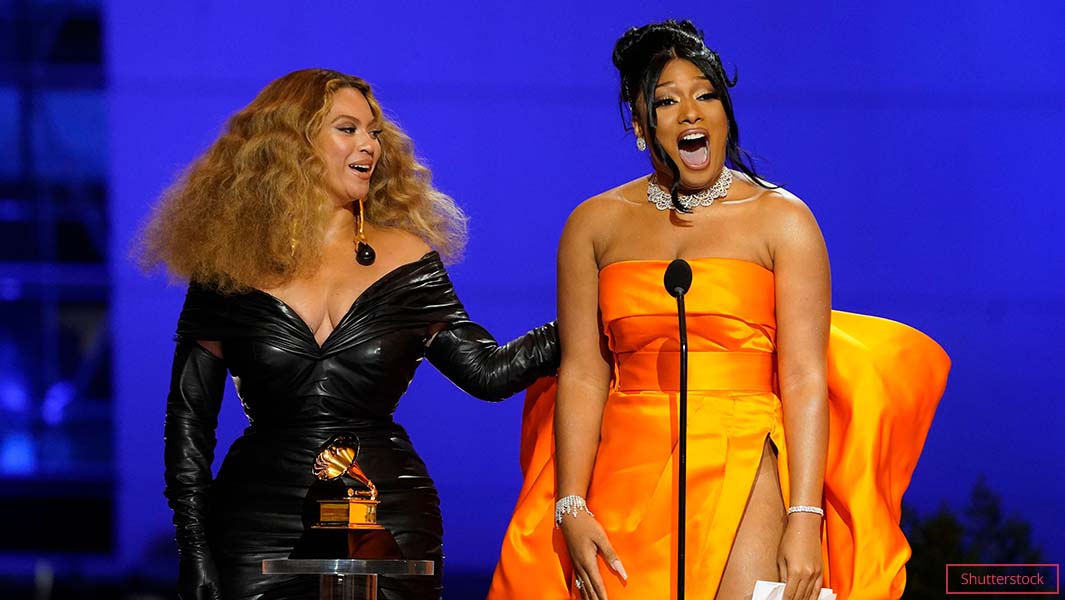 Beyonce in a black dress
