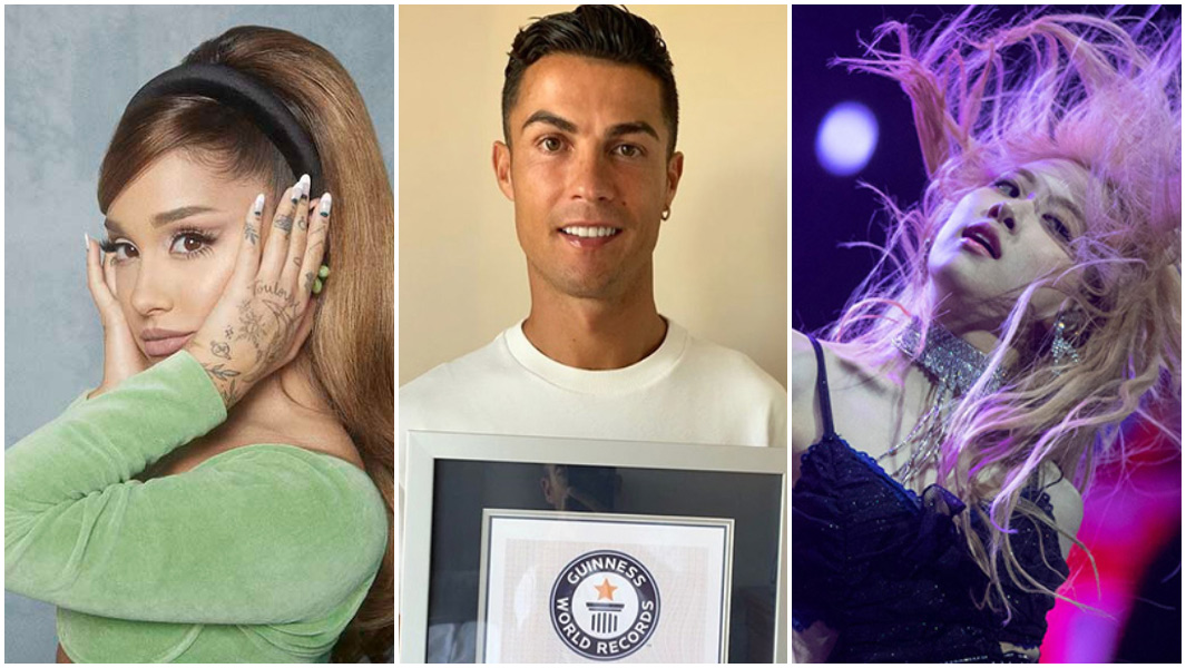ronaldo ariana grande rose blackpink split image