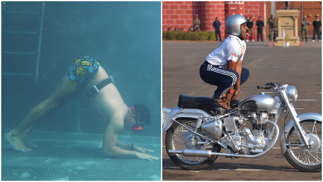most yoga poses underwater and most consecutive yoga positions