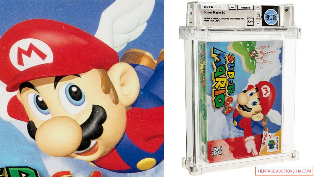 heritage-auctions-super-mario-close-up-of-mario-and-image-of-super-mario-64-game-667741