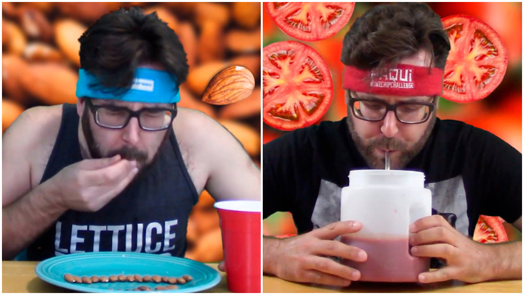 Mike Jack split screen almonds and tomato sauce
