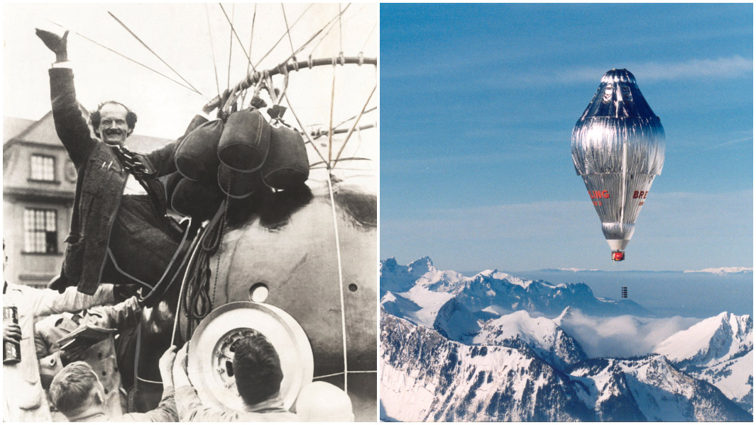 Auguste Piccard and Bertrand Piccard split image