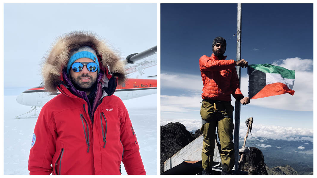 Collage images of Yousef Al Refaie during his record attempt