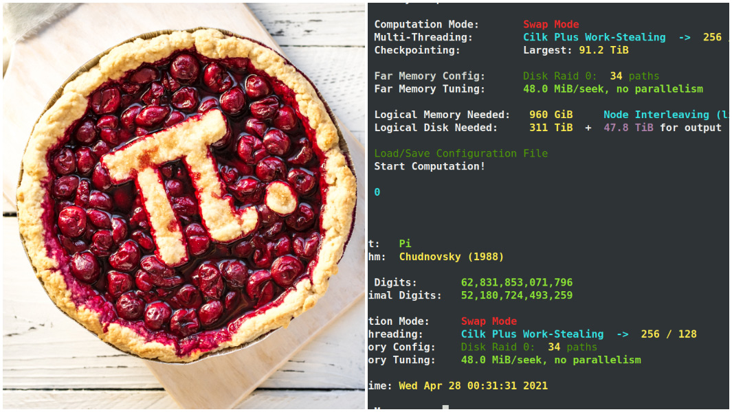 pi day cherry pi with computer calculation