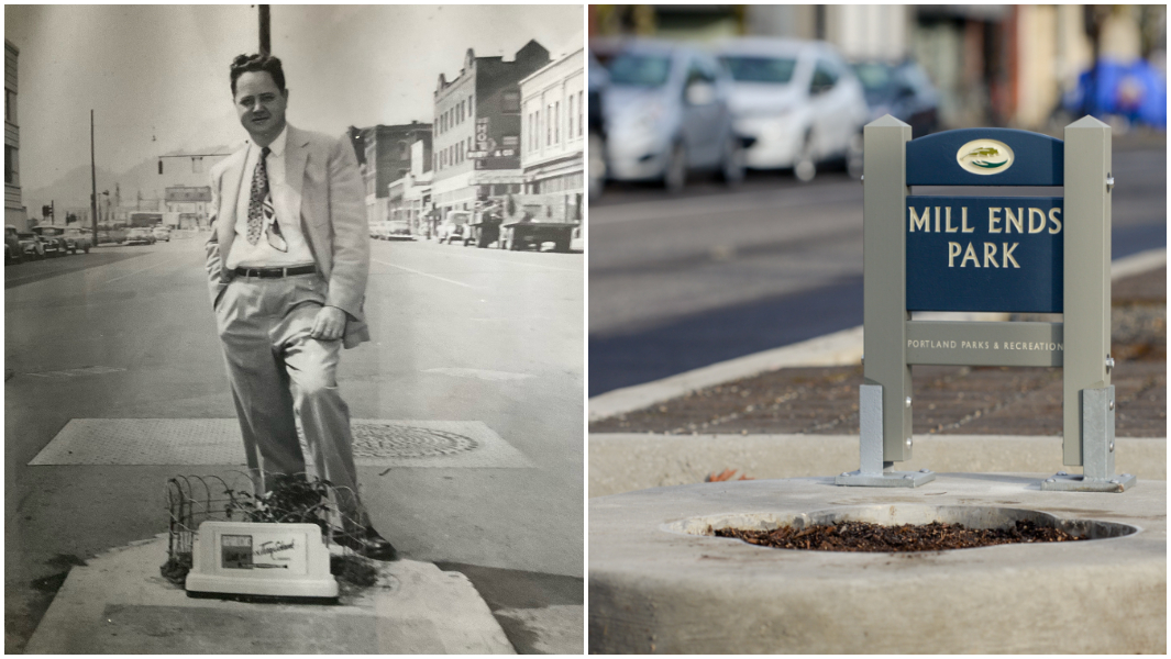 split-image-of-portland-journalist-dick-fagan-on-worlds-smallest-park-and-mill-ends-park-sign