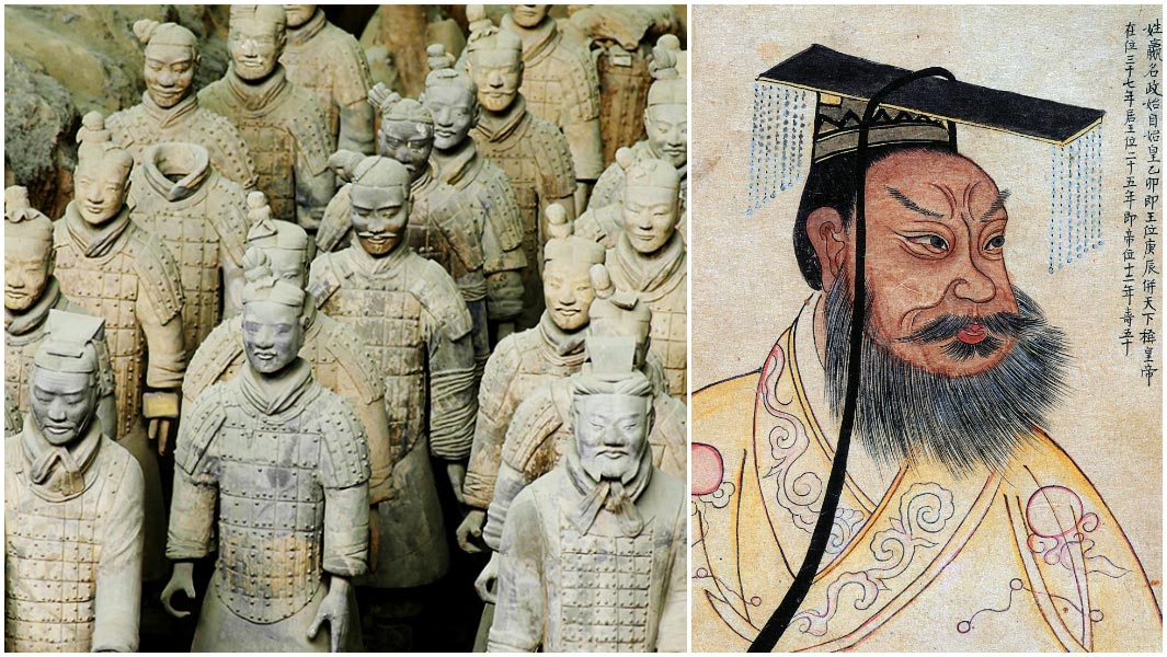 Terracotta Army Qin Shi Huang split image