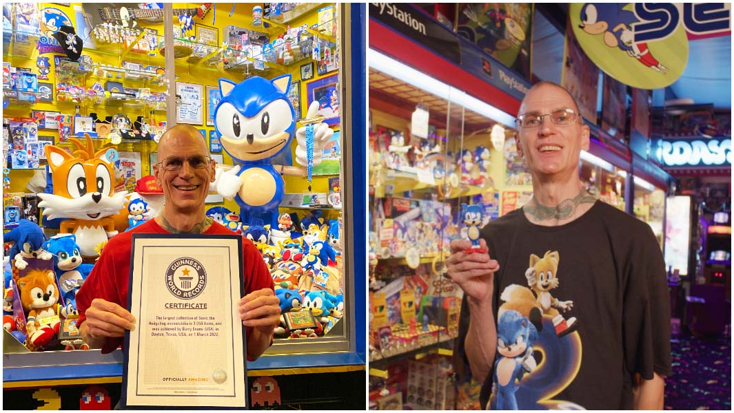 split image of record breaking sonic the hedgehog collection
