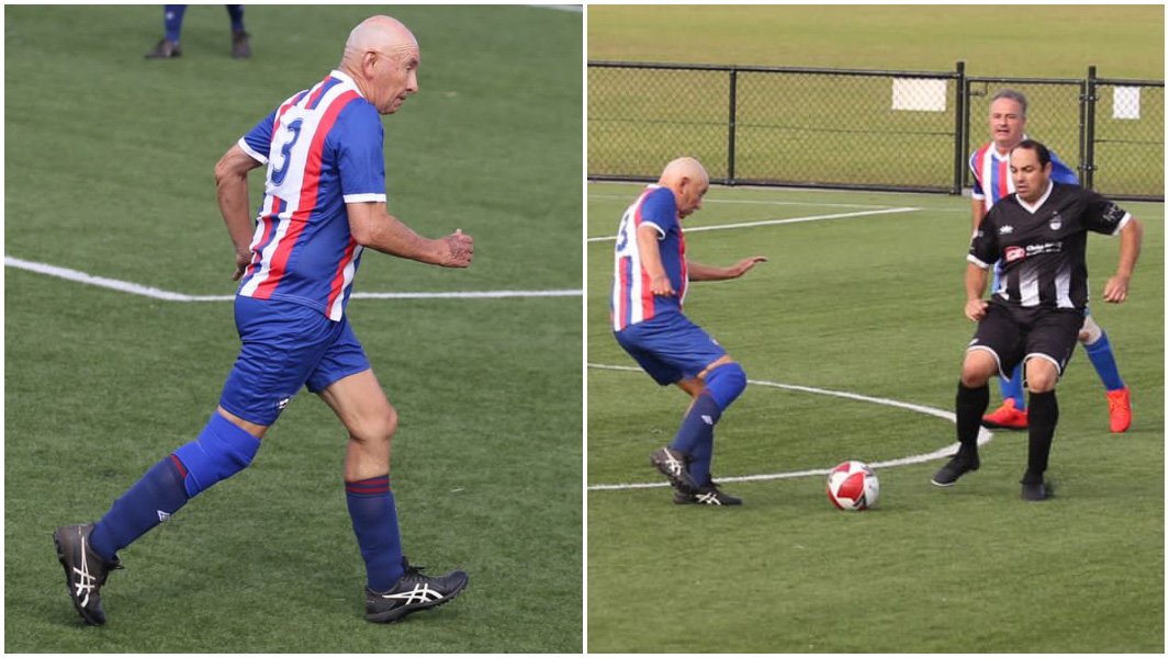split image of david mudge playing football