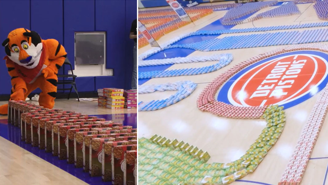 split image of cereal box dominoes