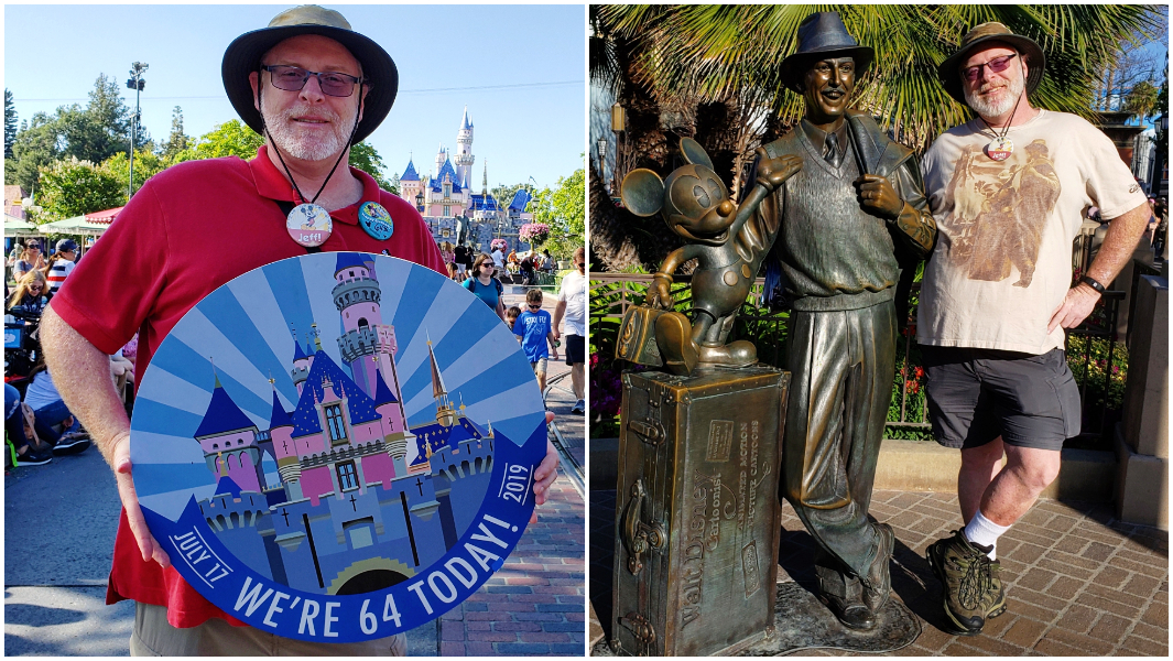 split-image-of-jeff-reitz-holding-a-disney-sign-and-posing-with-walt-disney-statue.jpg