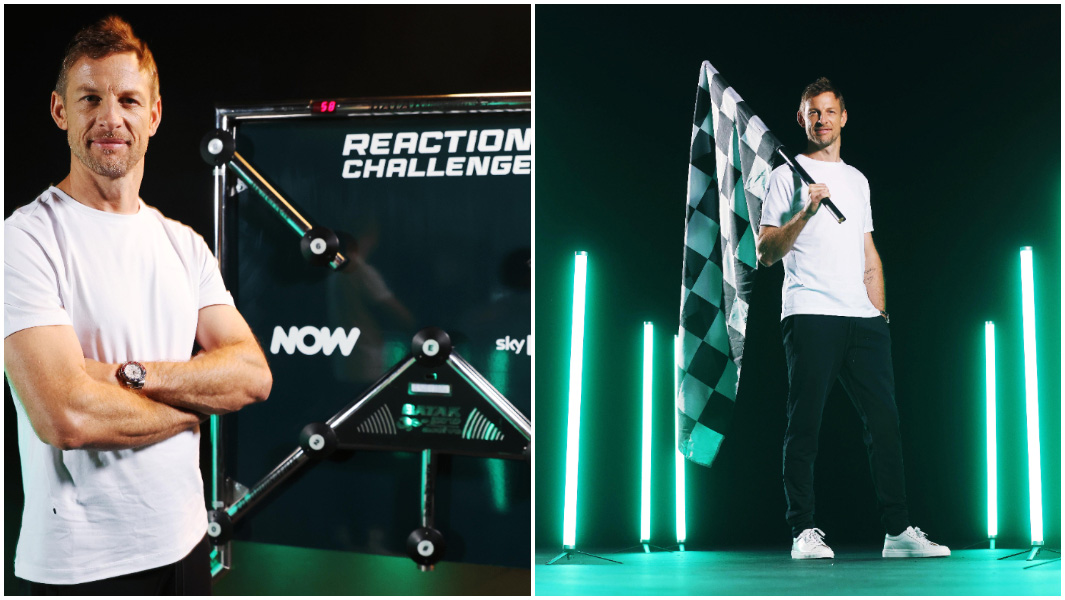 split-image-of-jenson-button-with-chequered-flag-and-speed-test-wall