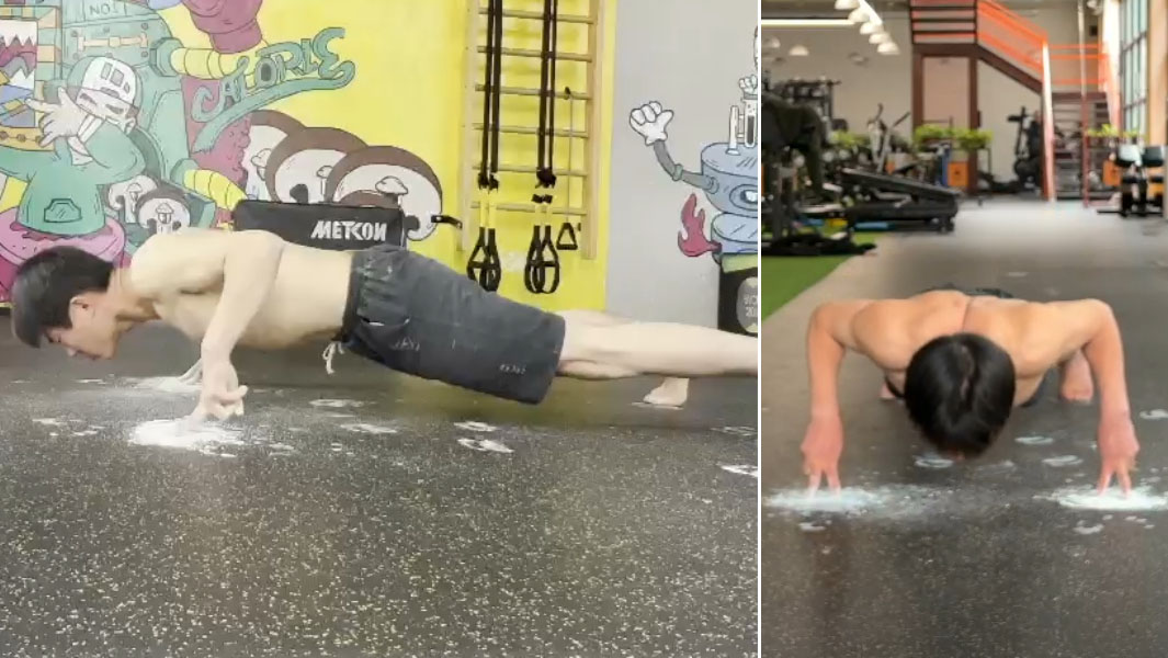 split-image-of-zhang-yu-xuan-doing-two-fingers-push-up