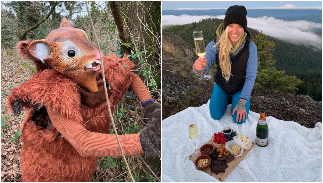 Charcuterie board and squirrel costume
