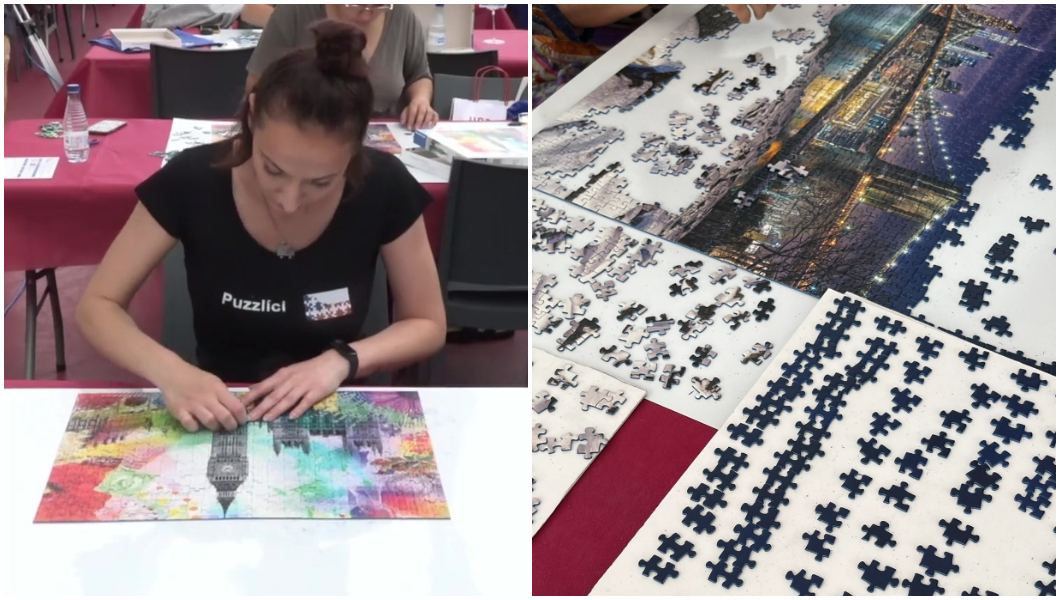 Split image of puzzling