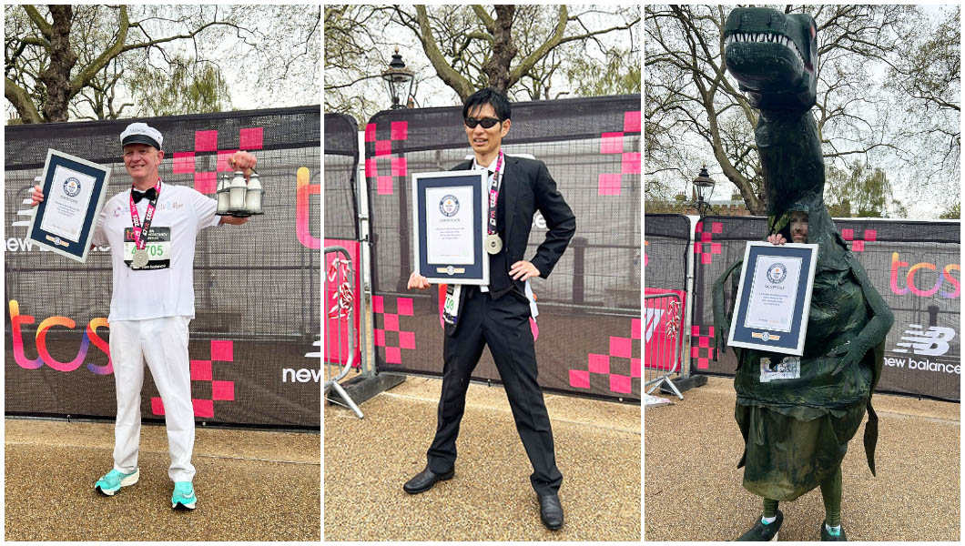 Three runners with cert split image