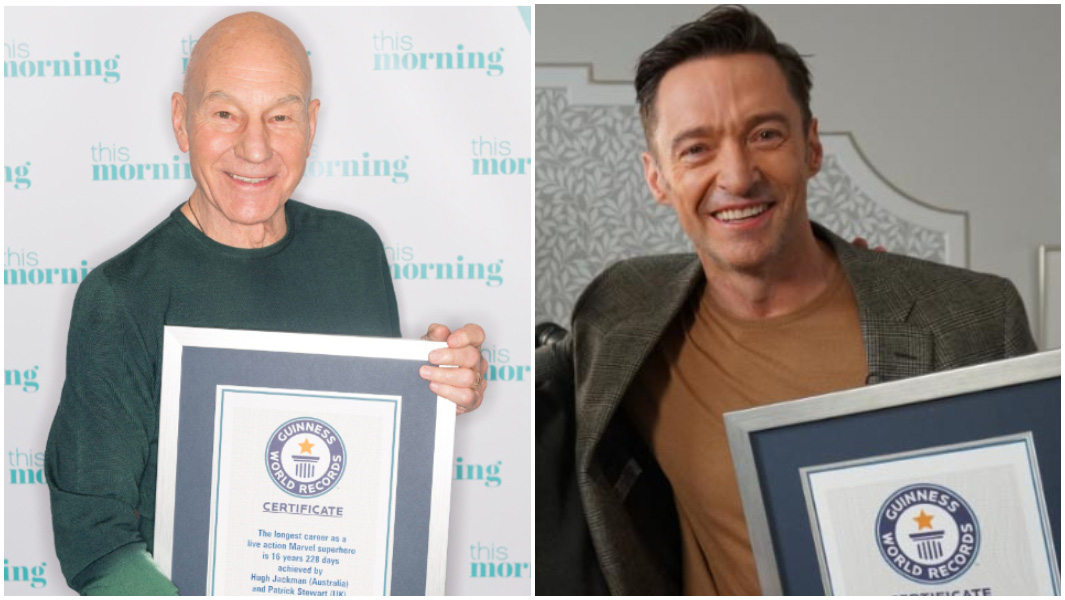 Split image Patrick stewart Hugh Jackman