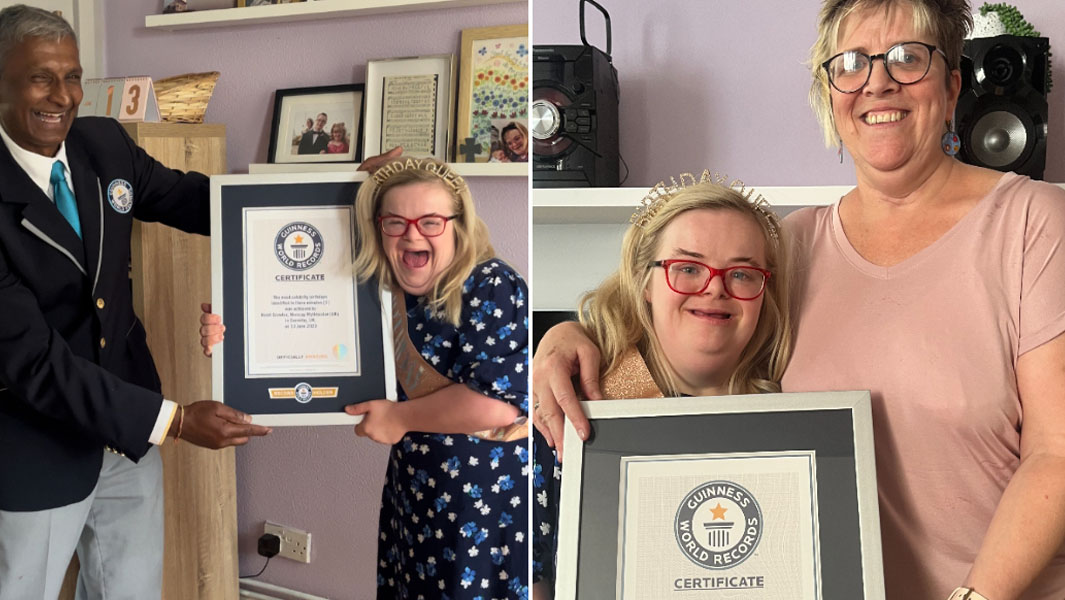 Heidi with adjudicator and bottle