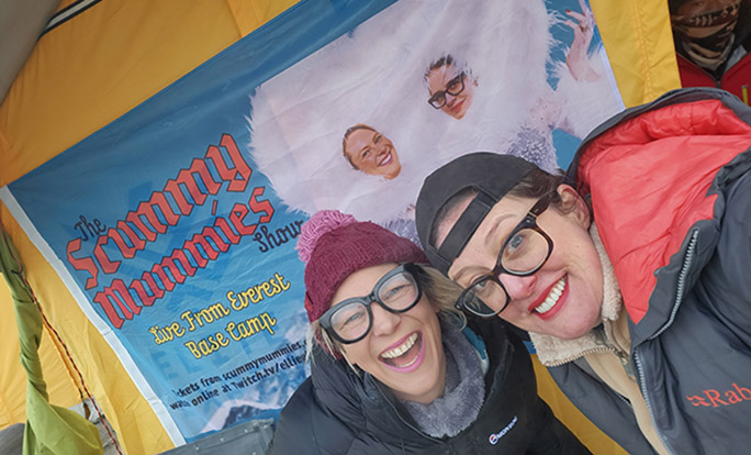 Ellie and Helen with poster