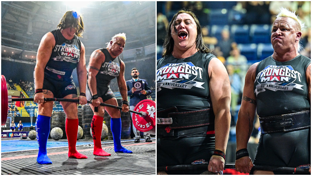 split image of Izzy and Sam deadlifting