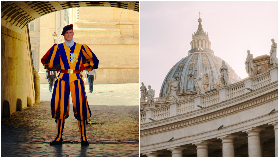 Split image vatican and guard