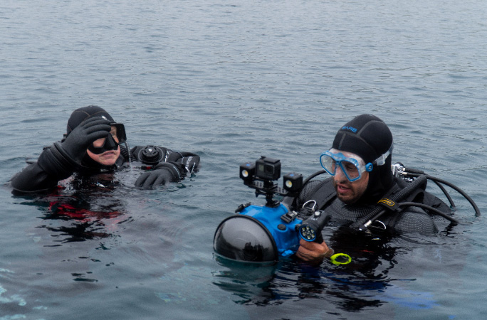 Steve and crew in the water