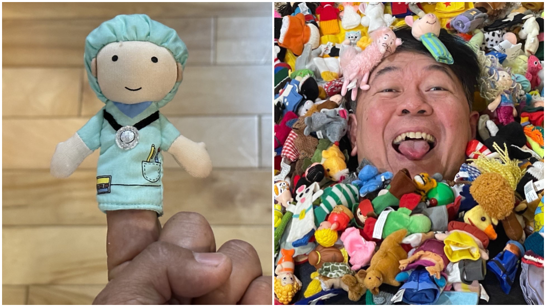 split-image-of-surgical-nurse-finger-puppet-and-sonny-surrounded-by-finger-puppets.jpg