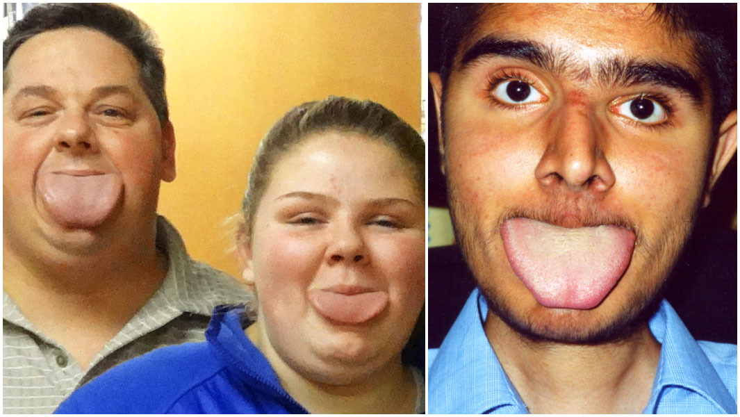 split image of worlds widest tongues