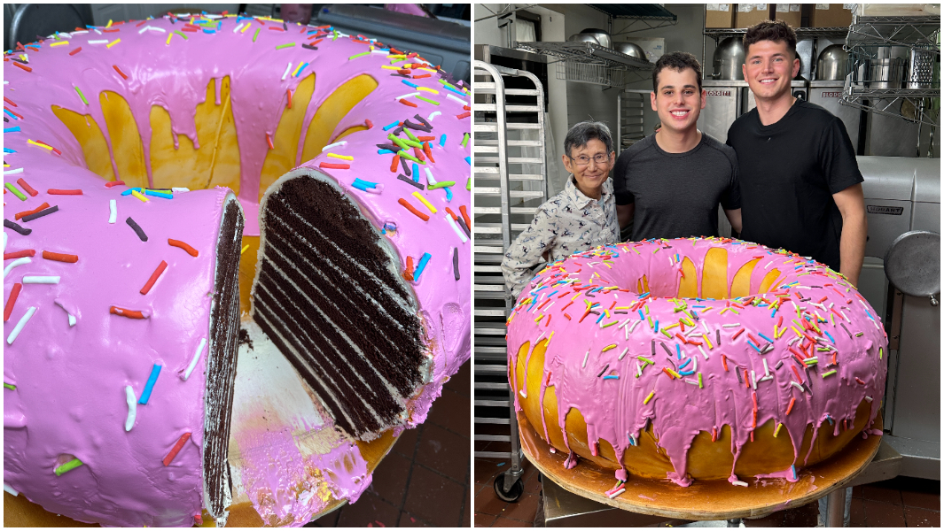 split-image-of-largest-doughnut-cake-and-nick-digiovanni-and-lynn-davis-with-largest-doughnut-cake.jpg