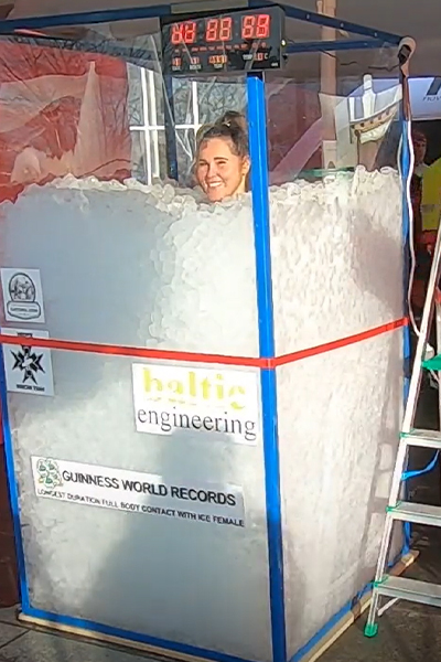 Woman endures extreme cold in ice box for three hours to set record ...