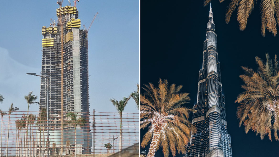 jeddah tower and burj khalifa split image