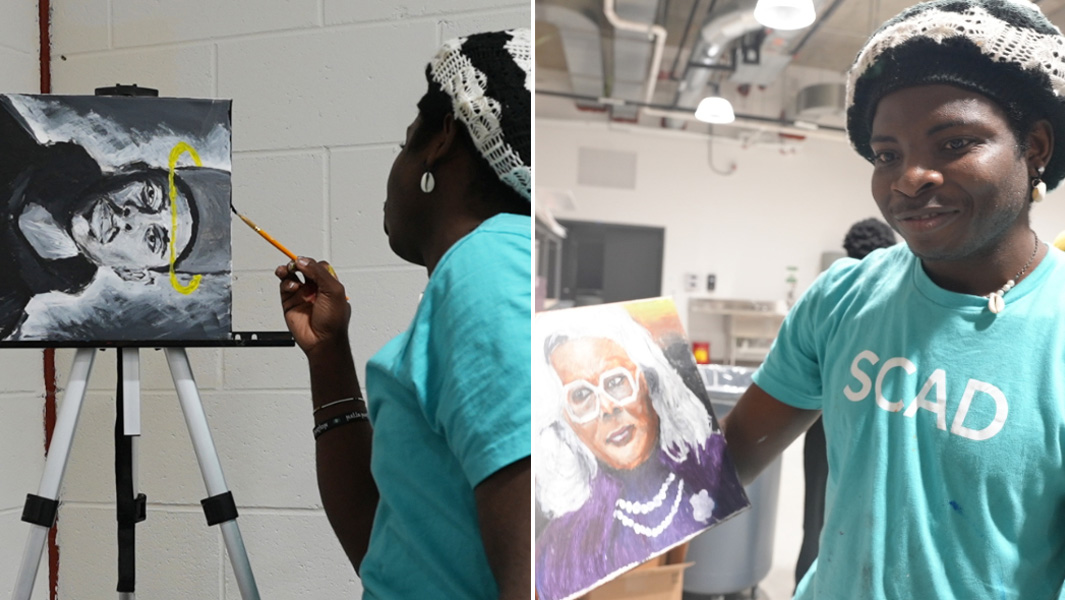 split image of Chancellor painting